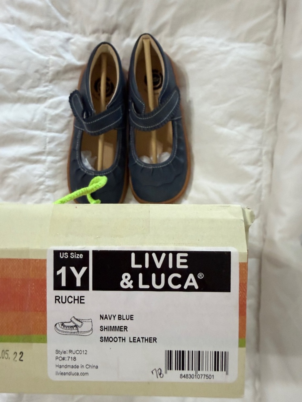 Livie & Luca Navy Blue Mary Jane Dress Shoes with Brown Soles - Picture 2 of 5